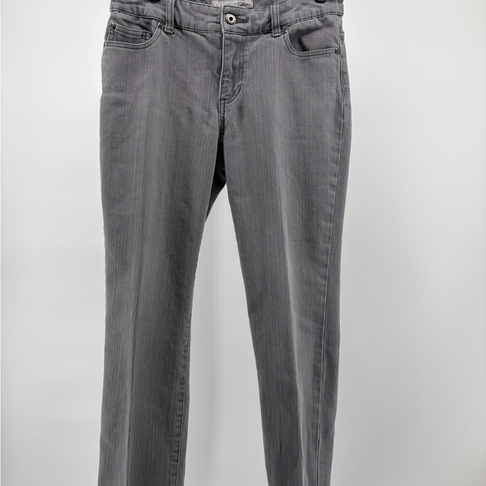 Chicos Platinum Gray Womens Stretch Mid Rise Ultimate Straight Leg Jean 00 Short